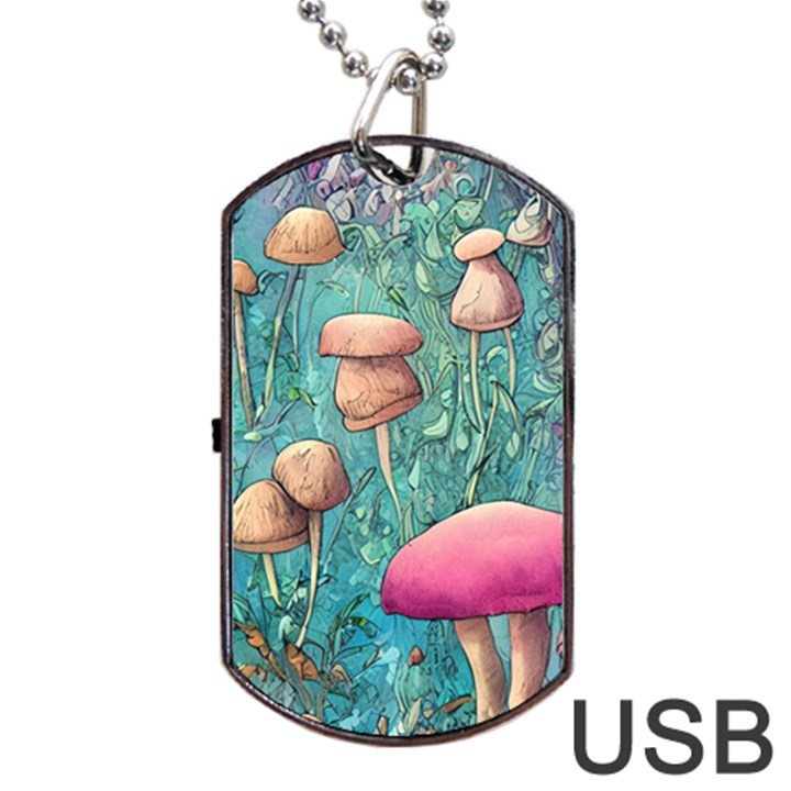 Natural Mushroom Design Fairycore Garden Dog Tag USB Flash (Two Sides)