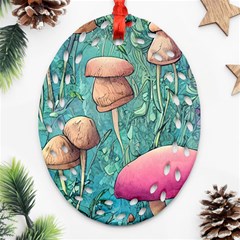 Natural Mushroom Design Fairycore Garden Oval Filigree Ornament (two Sides) by GardenOfOphir