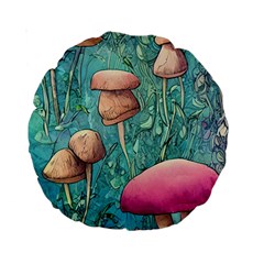 Natural Mushroom Design Fairycore Garden Standard 15  Premium Round Cushions by GardenOfOphir