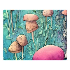 Natural Mushroom Design Fairycore Garden Premium Plush Fleece Blanket (large) by GardenOfOphir