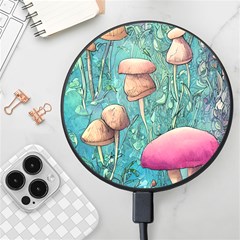 Natural Mushroom Design Fairycore Garden Wireless Fast Charger(black) by GardenOfOphir