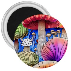 Vintage Mushroom Design Flowery Nature 3  Magnets by GardenOfOphir