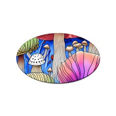 Vintage Mushroom Design Flowery Nature Sticker (oval) by GardenOfOphir