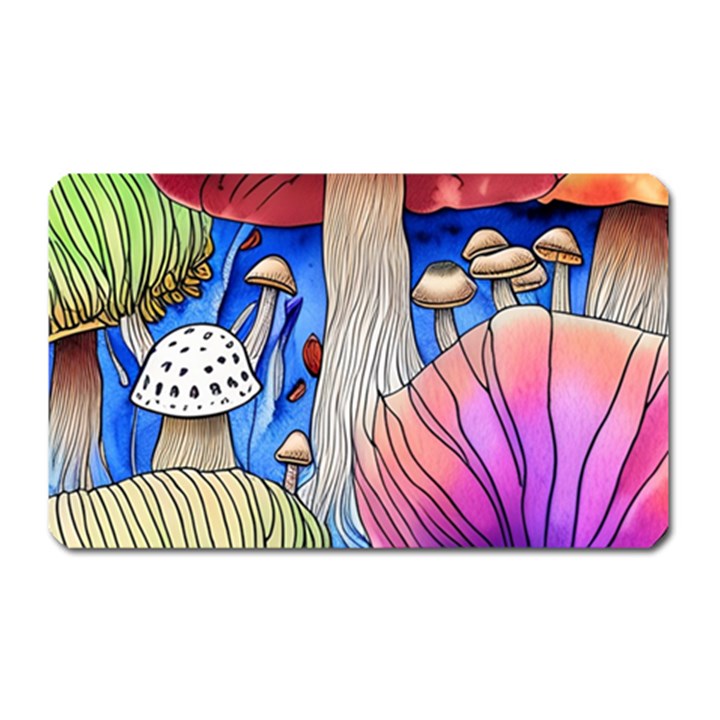 Vintage Mushroom Design Flowery Nature Magnet (Rectangular)