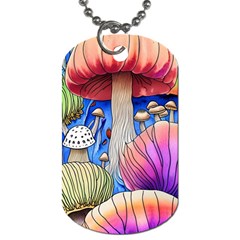 Vintage Mushroom Design Flowery Nature Dog Tag (two Sides)