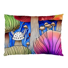 Vintage Mushroom Design Flowery Nature Pillow Case by GardenOfOphir