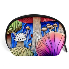 Vintage Mushroom Design Flowery Nature Accessory Pouch (large) by GardenOfOphir