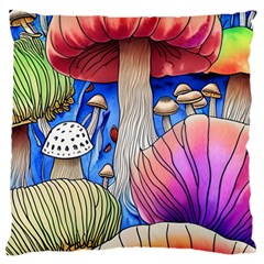 Vintage Mushroom Design Flowery Nature Standard Premium Plush Fleece Cushion Case (one Side) by GardenOfOphir