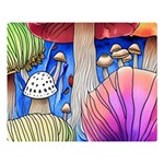 Vintage Mushroom Design Flowery Nature Premium Plush Fleece Blanket (Large) Blanket Back