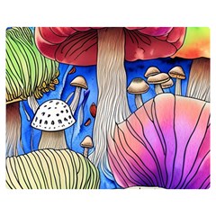 Vintage Mushroom Design Flowery Nature One Side Premium Plush Fleece Blanket (medium) by GardenOfOphir