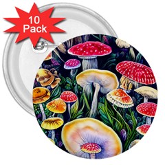 Woodsy Mushroom Design Foresty 3  Buttons (10 Pack)  by GardenOfOphir