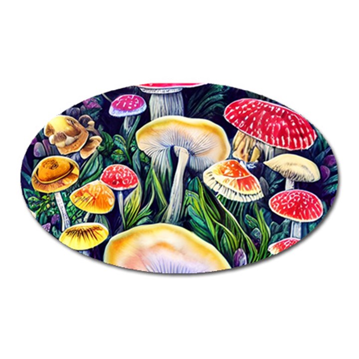 Woodsy Mushroom Design Foresty Oval Magnet