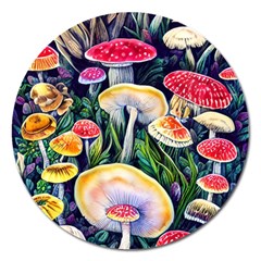 Woodsy Mushroom Design Foresty Magnet 5  (round) by GardenOfOphir