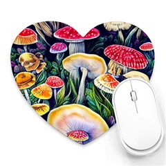 Woodsy Mushroom Design Foresty Heart Mousepad by GardenOfOphir