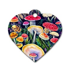 Woodsy Mushroom Design Foresty Dog Tag Heart (two Sides) by GardenOfOphir