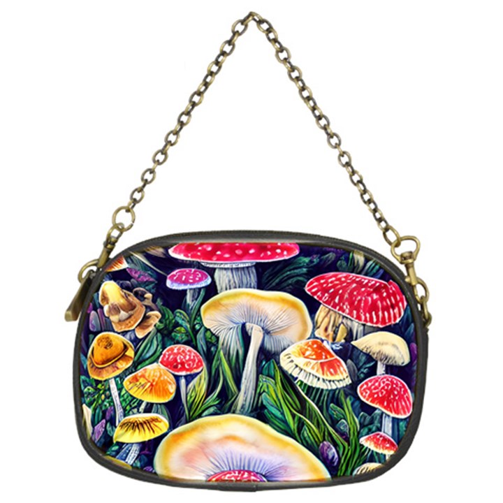 Woodsy Mushroom Design Foresty Chain Purse (Two Sides)