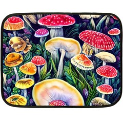 Woodsy Mushroom Design Foresty Fleece Blanket (mini) by GardenOfOphir