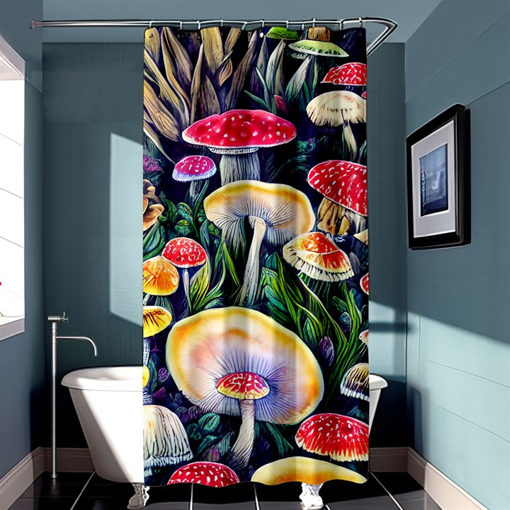 Woodsy Mushroom Design Foresty Shower Curtain 36  x 72  (Stall) 