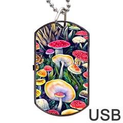 Woodsy Mushroom Design Foresty Dog Tag Usb Flash (two Sides) by GardenOfOphir