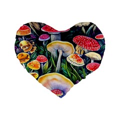 Woodsy Mushroom Design Foresty Standard 16  Premium Heart Shape Cushions by GardenOfOphir