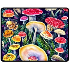 Woodsy Mushroom Design Foresty Fleece Blanket (medium) by GardenOfOphir