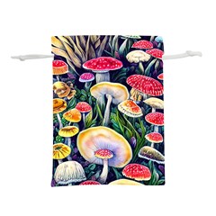 Woodsy Mushroom Design Foresty Lightweight Drawstring Pouch (l) by GardenOfOphir