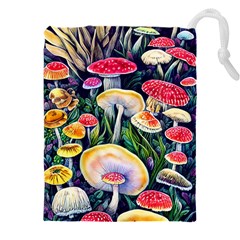 Woodsy Mushroom Design Foresty Drawstring Pouch (5xl) by GardenOfOphir