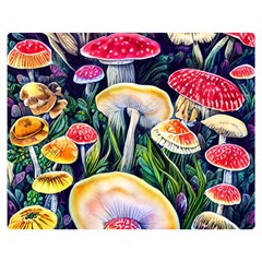 Woodsy Mushroom Design Foresty One Side Premium Plush Fleece Blanket (medium)