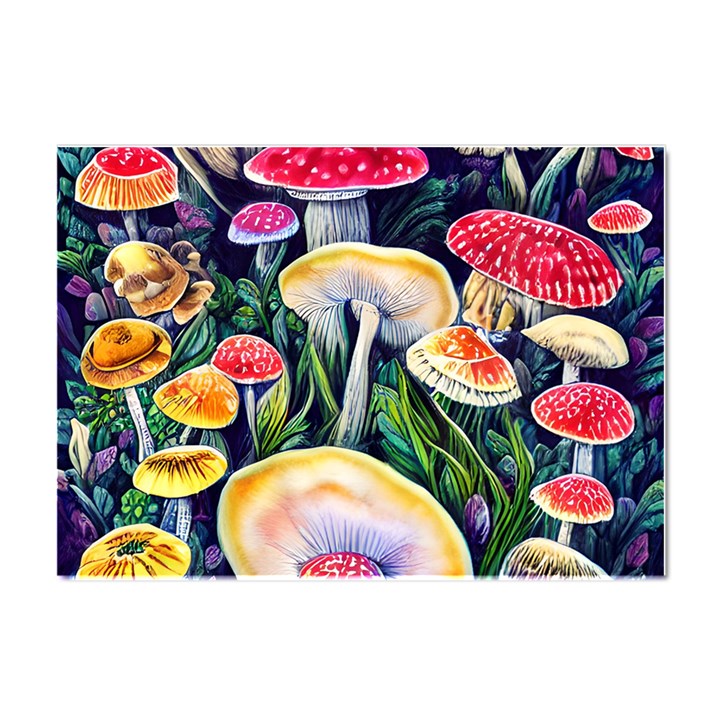 Woodsy Mushroom Design Foresty Crystal Sticker (A4)