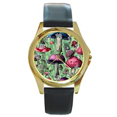 Nature s Delights Round Gold Metal Watch by GardenOfOphir