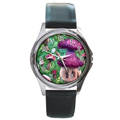 Foraging In The Forest Round Metal Watch by GardenOfOphir