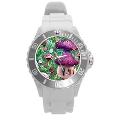 Foraging In The Forest Round Plastic Sport Watch (l) by GardenOfOphir