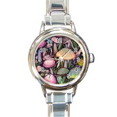 Mushroom Magic Round Italian Charm Watch by GardenOfOphir