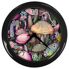 Mushroom Magic Wall Clock (black) by GardenOfOphir