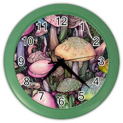 Mushroom Magic Color Wall Clock by GardenOfOphir