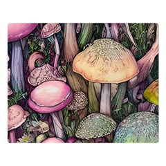 Mushroom Magic One Side Premium Plush Fleece Blanket (large)