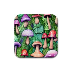 Tiny Toadstools Rubber Square Coaster (4 Pack) by GardenOfOphir