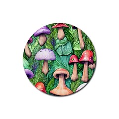 Tiny Toadstools Rubber Coaster (round) by GardenOfOphir