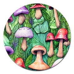 Tiny Toadstools Magnet 5  (round) by GardenOfOphir