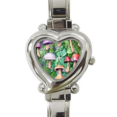 Tiny Toadstools Heart Italian Charm Watch by GardenOfOphir