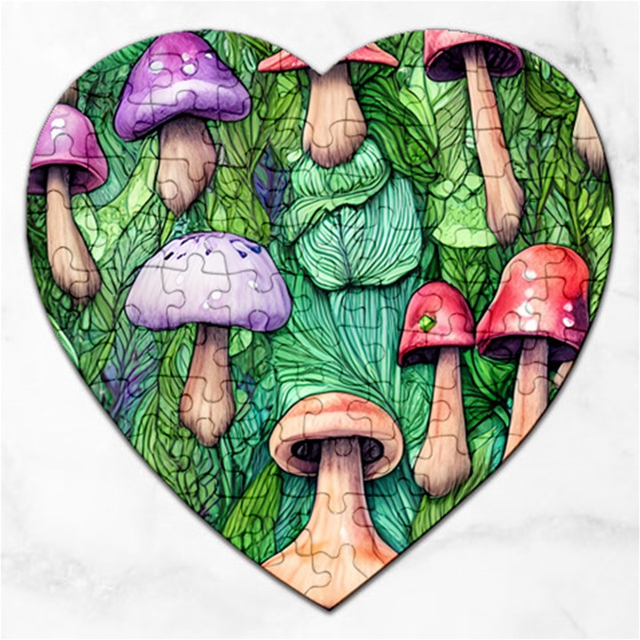 Tiny Toadstools Jigsaw Puzzle (Heart)