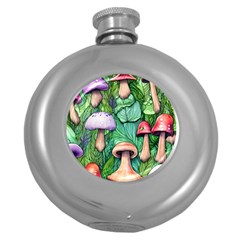 Tiny Toadstools Round Hip Flask (5 Oz) by GardenOfOphir