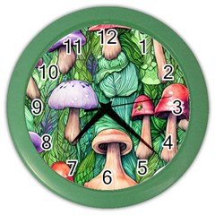 Tiny Toadstools Color Wall Clock by GardenOfOphir