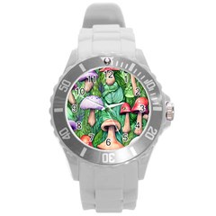 Tiny Toadstools Round Plastic Sport Watch (l) by GardenOfOphir