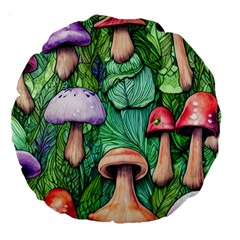 Tiny Toadstools Large 18  Premium Round Cushions