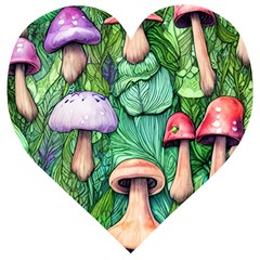 Tiny Toadstools Wooden Puzzle Heart by GardenOfOphir