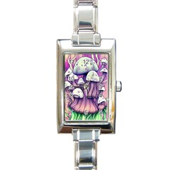 Forestcore Mushroom Rectangle Italian Charm Watch by GardenOfOphir