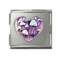 Forestcore Mushroom Mega Link Heart Italian Charm (18mm)