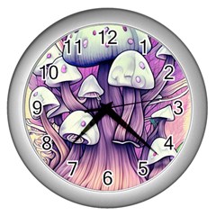 Forestcore Mushroom Wall Clock (silver) by GardenOfOphir