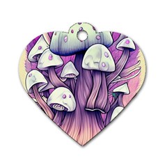 Forestcore Mushroom Dog Tag Heart (one Side) by GardenOfOphir